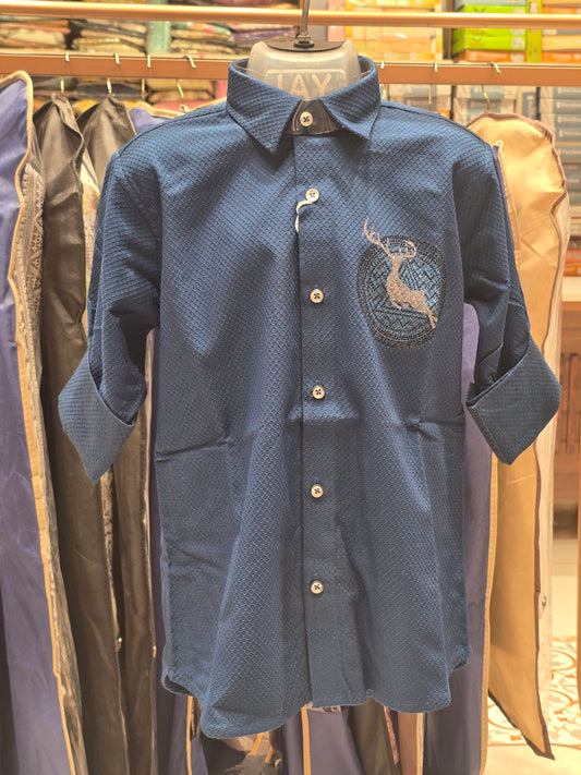 Boy Teal Blue Imported Party Wear Shirt