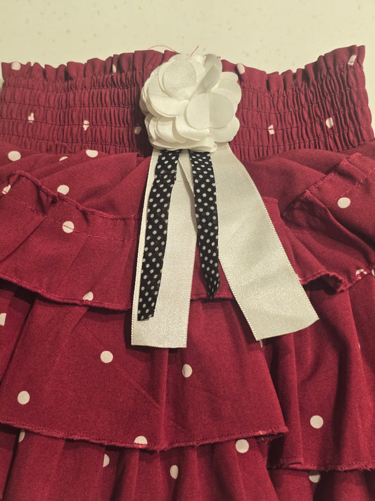 Baby Girls White Dot Satin Mini Skirt