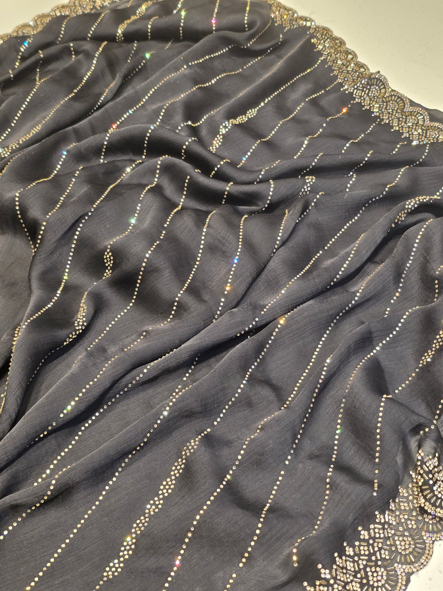 Stone work with leharia design and rich blouse