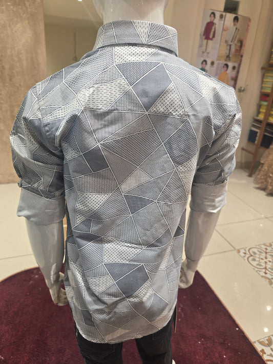 White Cotton Printed Shirt for Boys