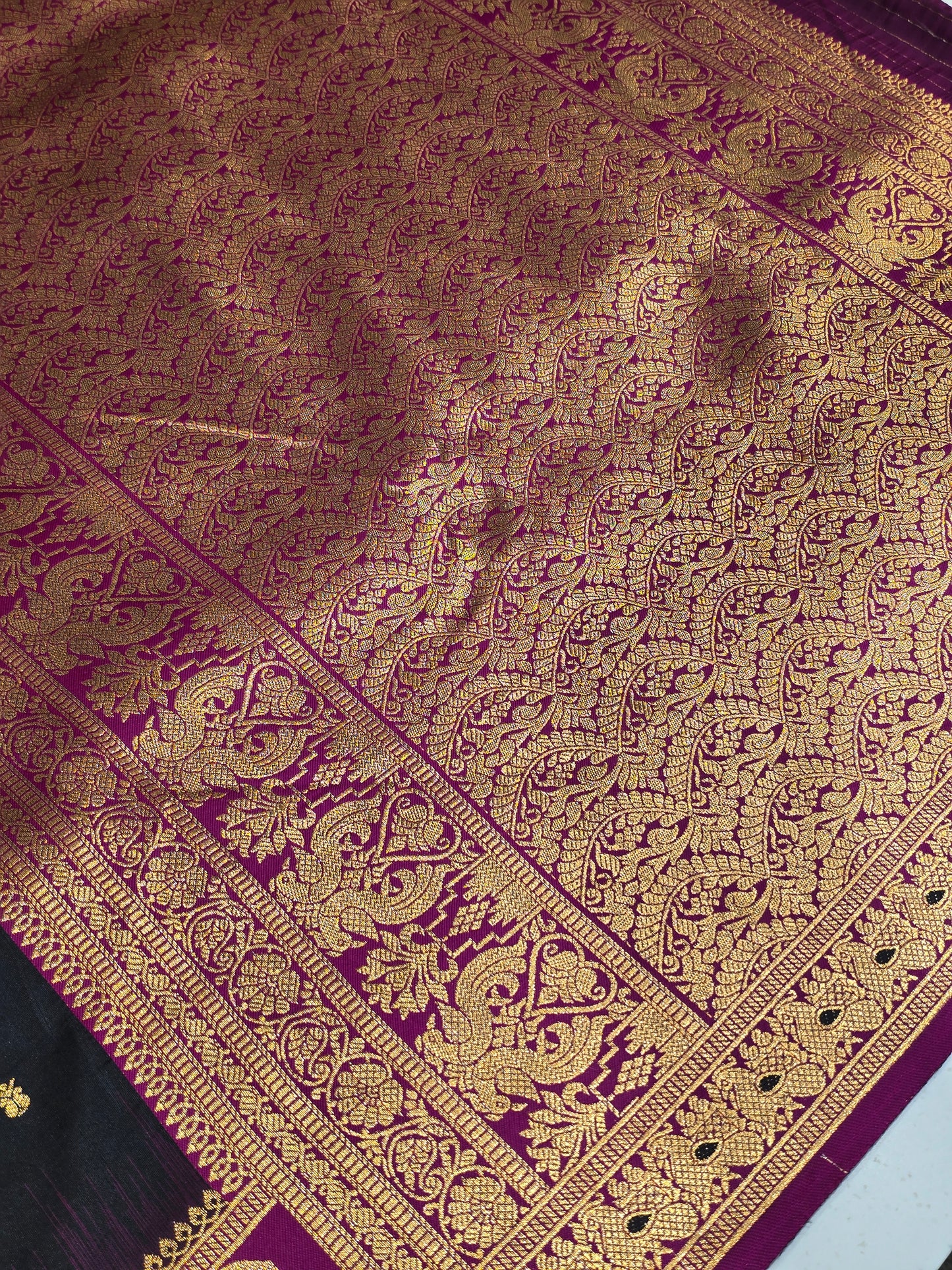 Semi soft silk with butta across the body rich pallu , traditional border