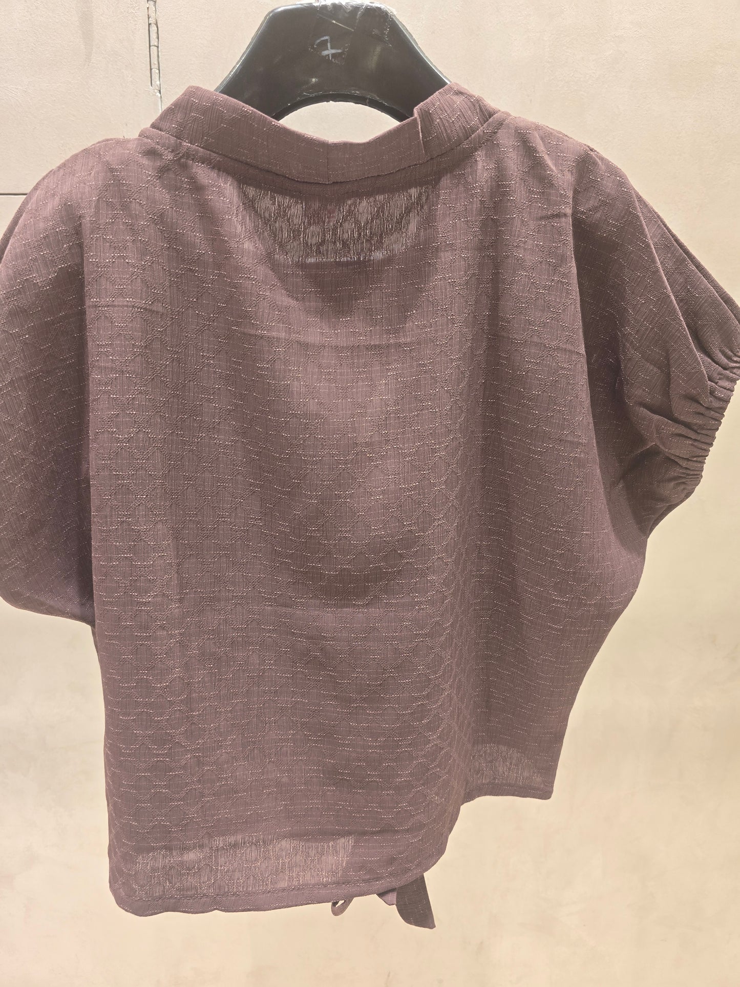 Girl Light Brown Chiffon V-Neck Western Top