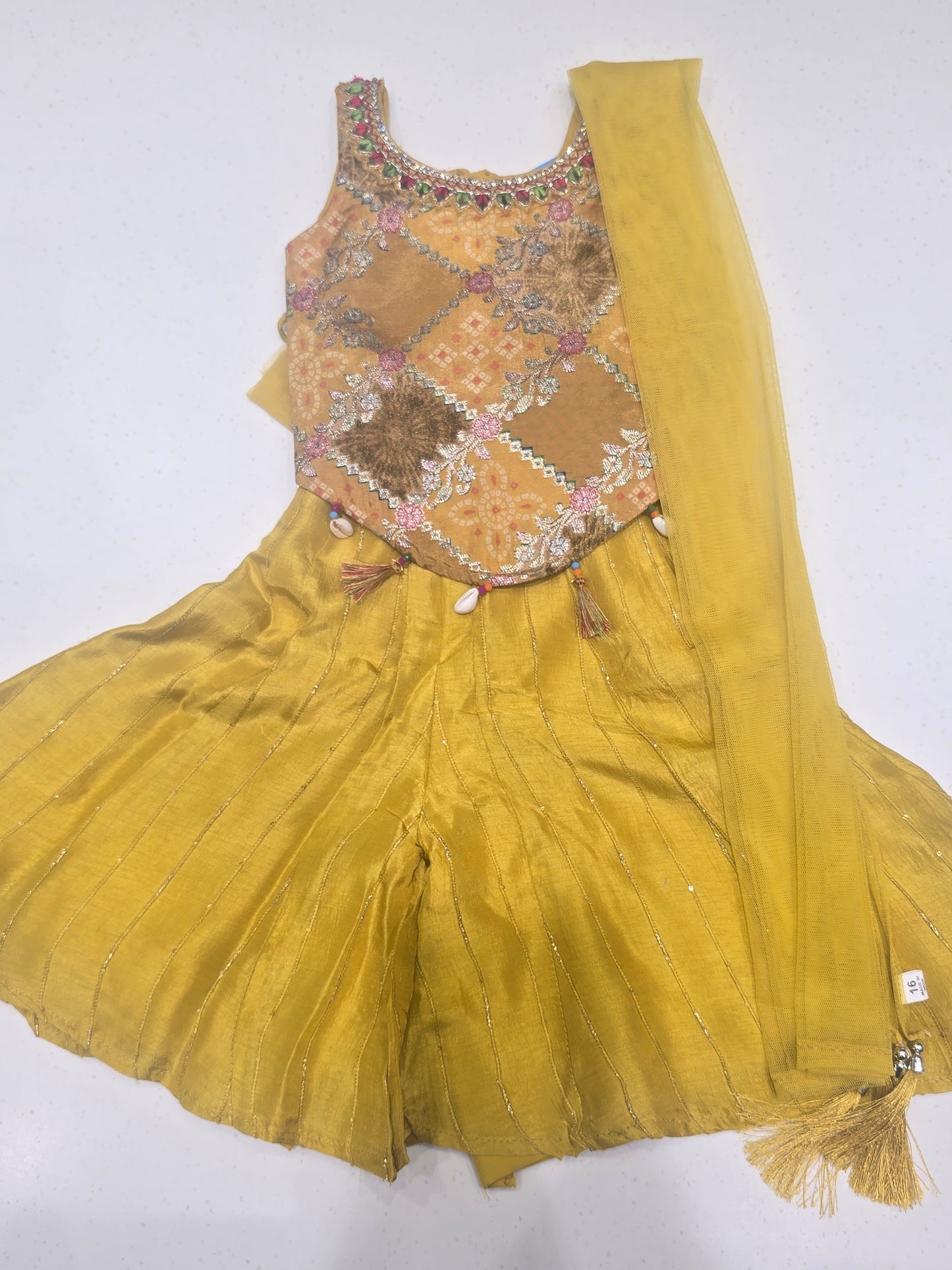 Mustard Chiffon Sharara Set for Baby Girls