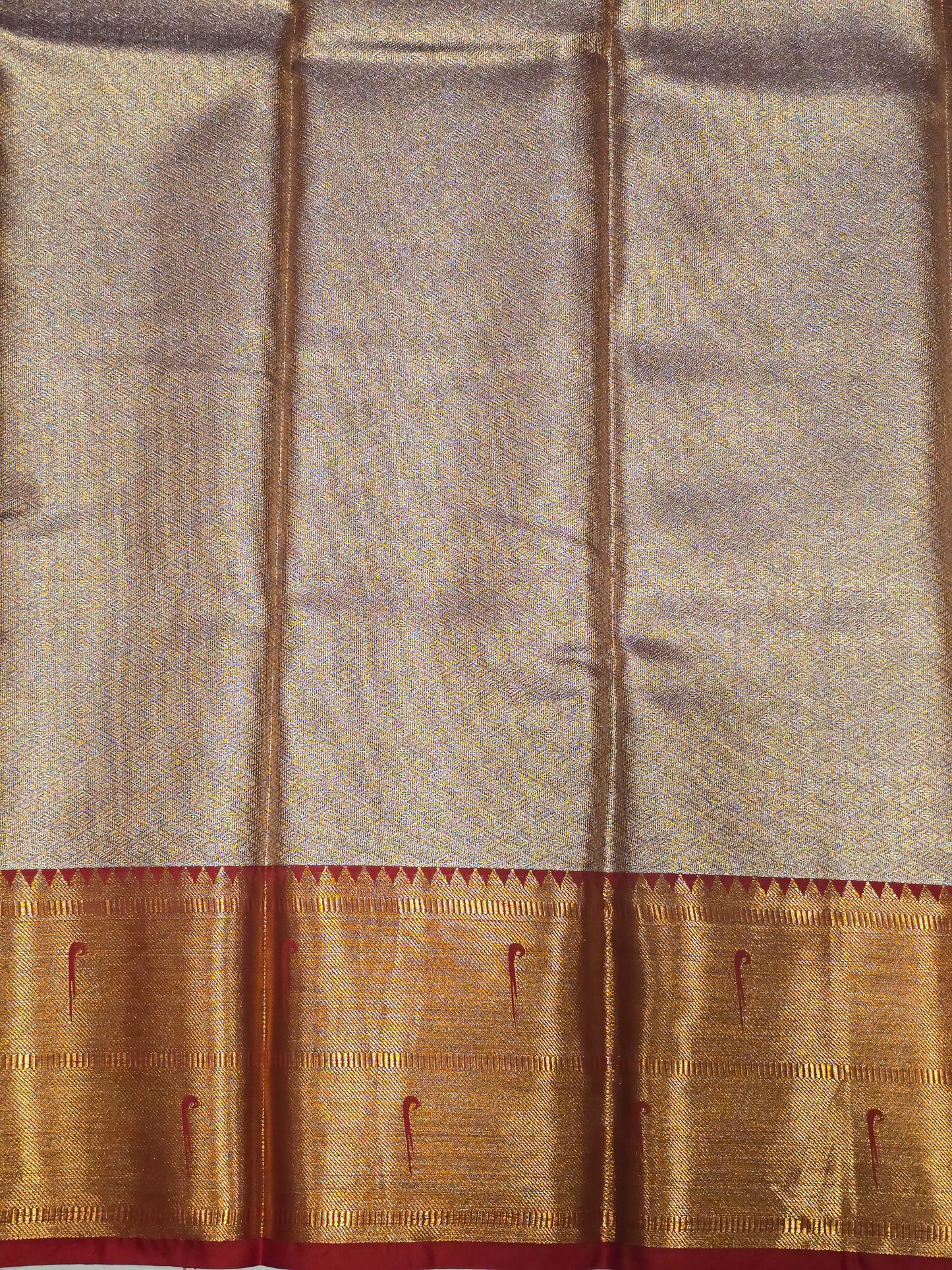 Semi Kanjivaram Tissue Saree with Gatti Border