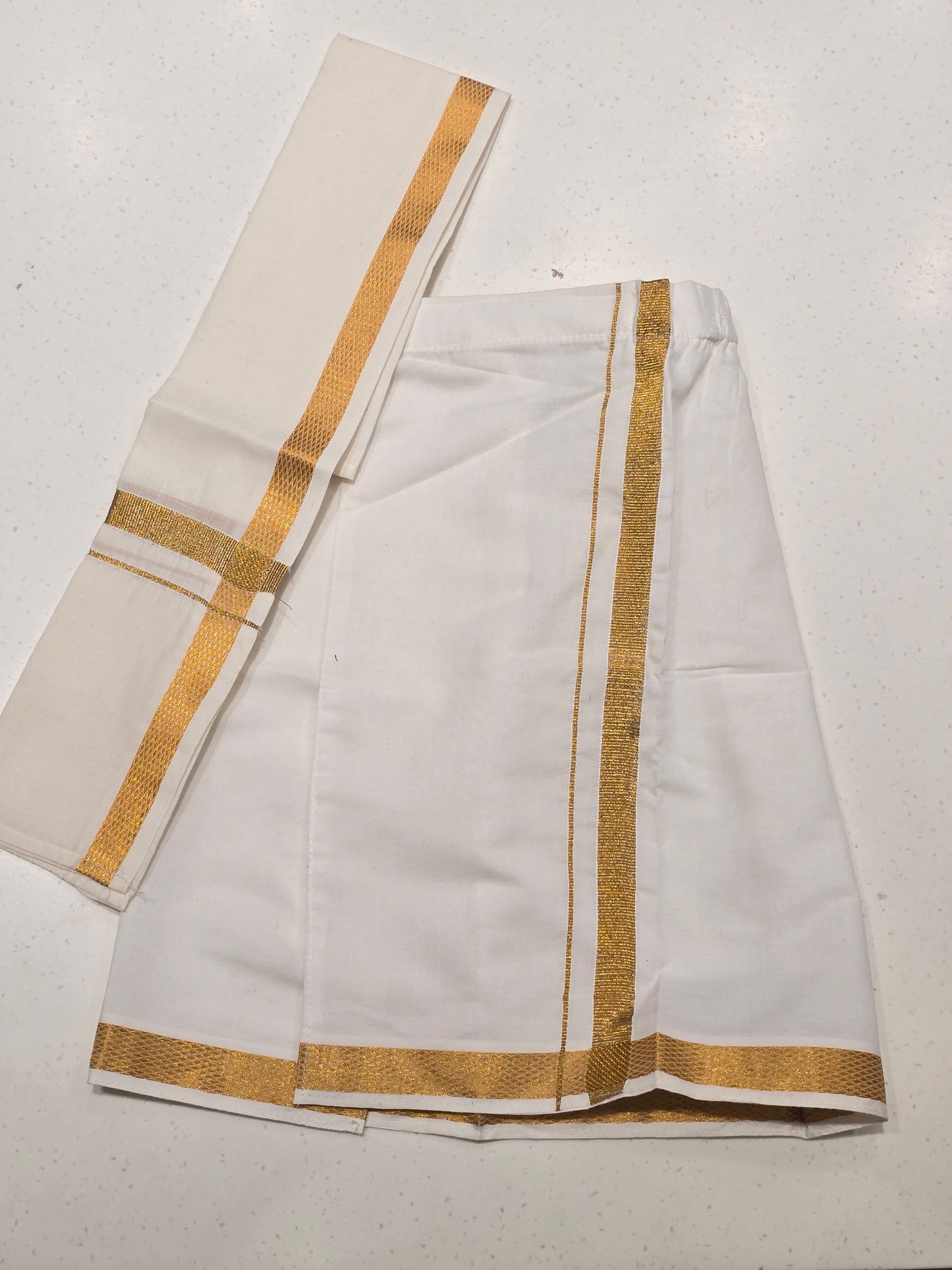 Cream White Semi Silk Dhoti Set for Boys
