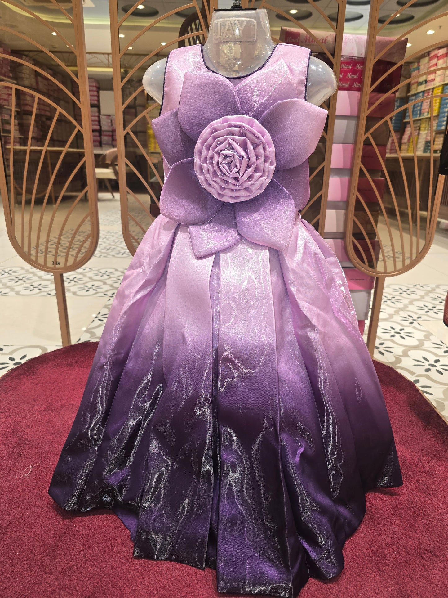Girl Dual Colour Shining Satin Princess Gown