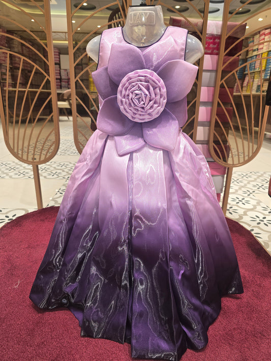 Girl Dual Colour Shining Satin Princess Gown