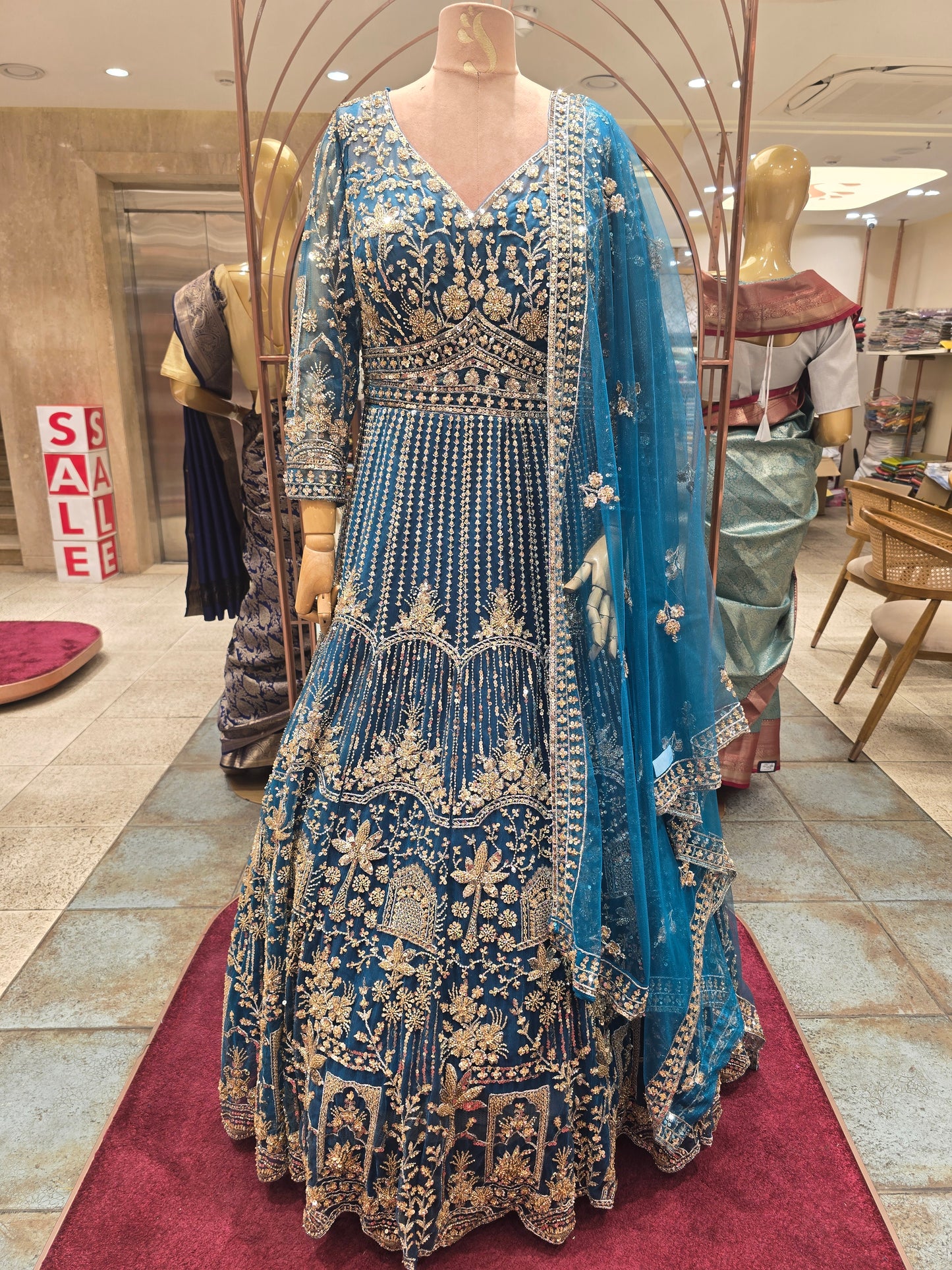 Exclusive Bridal lehanga in knitted material with handwork