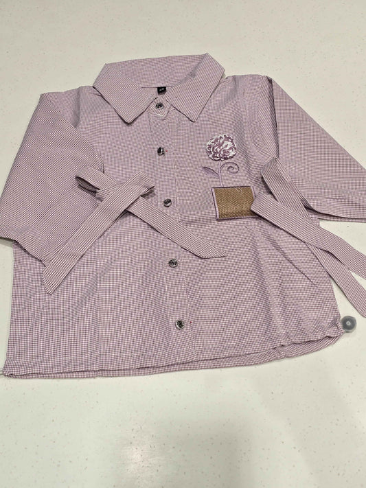 Onion Pink micro-check oversized casual button-down