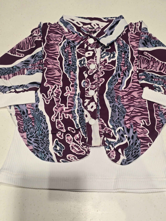Lycra Material multi colour designer print western top for girl