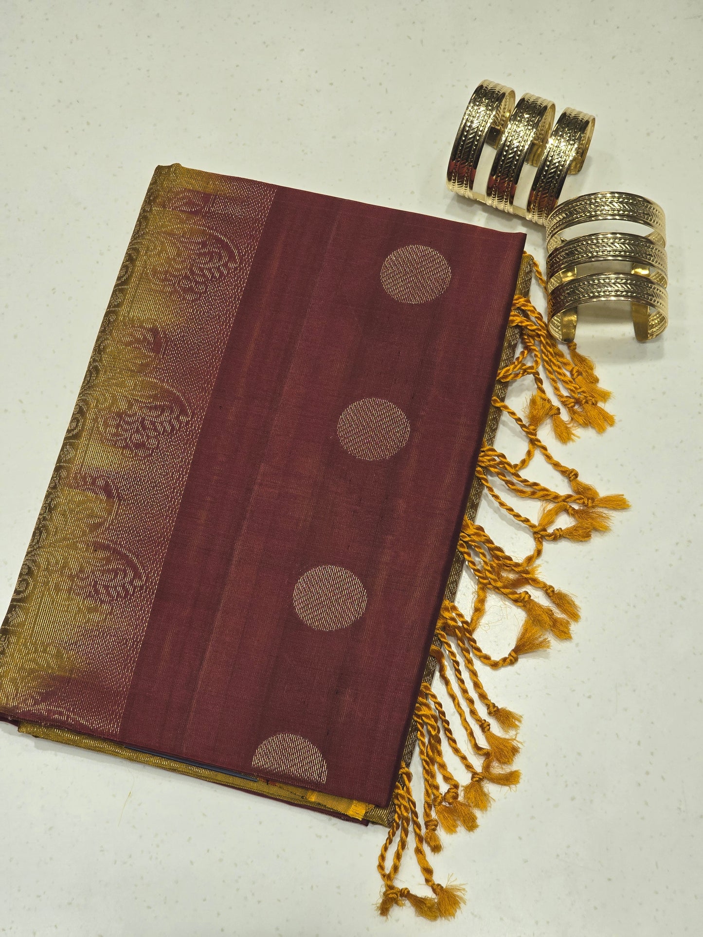 Pure Kanjivaram brown with mehandi green color softsilk with rich pallu