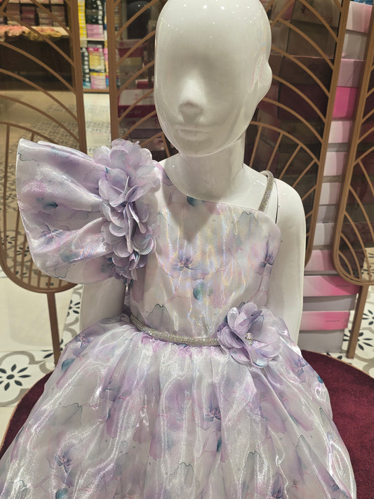 Girl Floral Printed Organza Party Short Frock