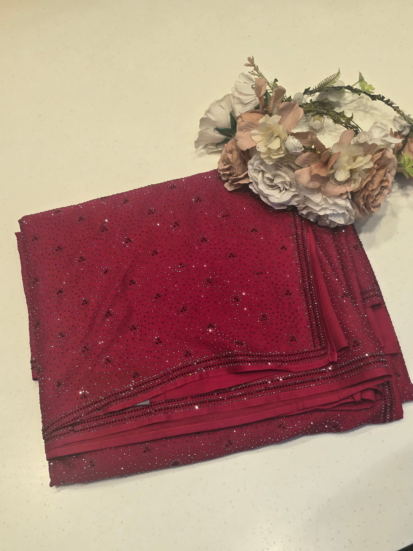 Red Fancy Saree with Full Stone Work Detailing & Rich Pallu | Party Wear Saree with Matching Blouse