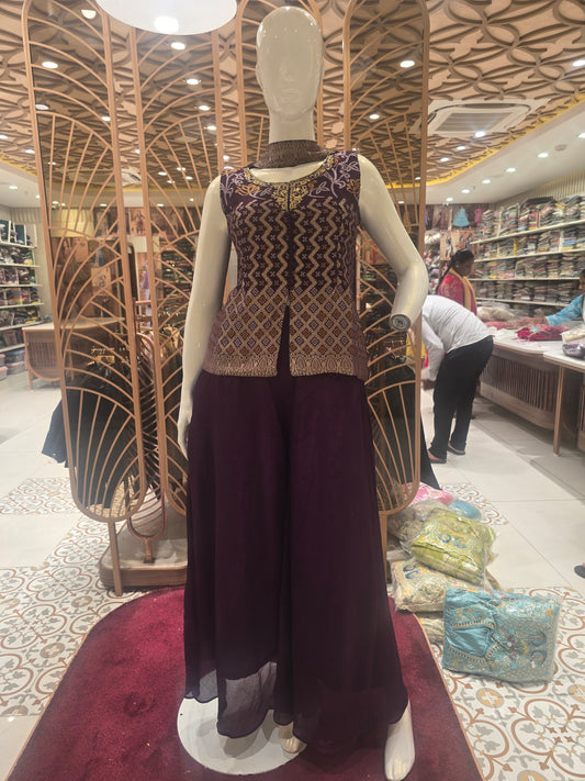 Women Purple Chiffon Georgette Sharara Set