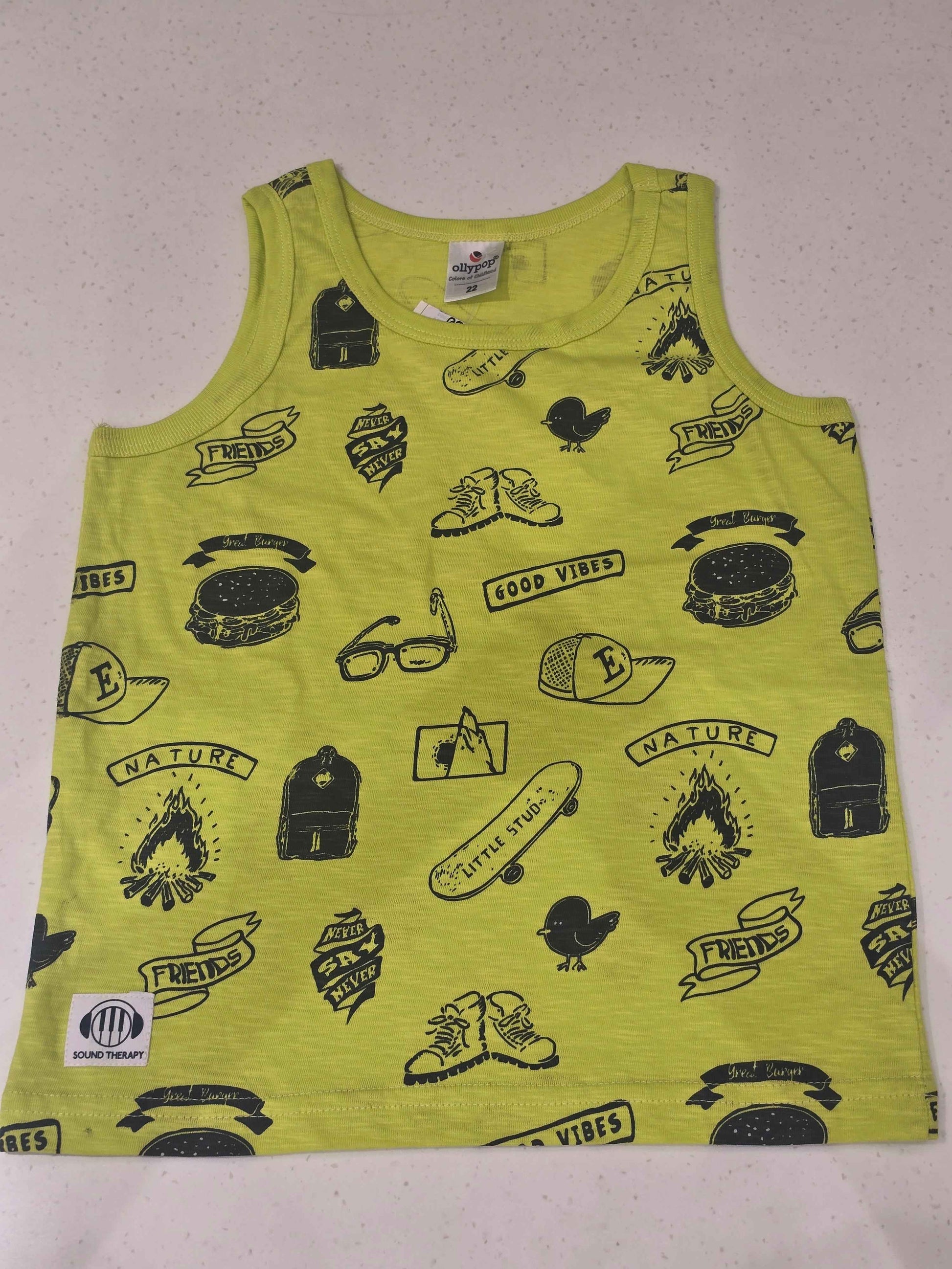 Boys Cotton Printed Sleeveless T-Shirt