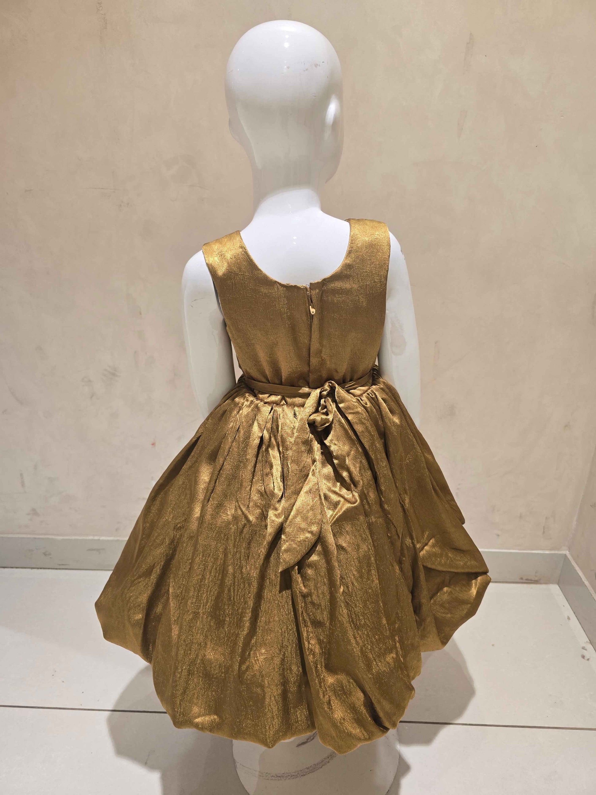 Cream Satin Crepe Baby Frock for Girls