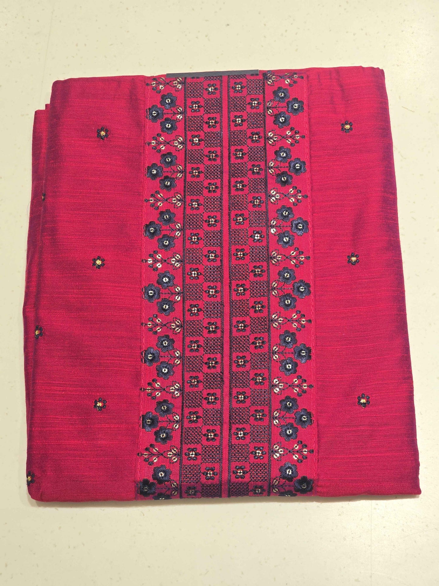 Rani Pink Blue Semi Cotton Dress Material