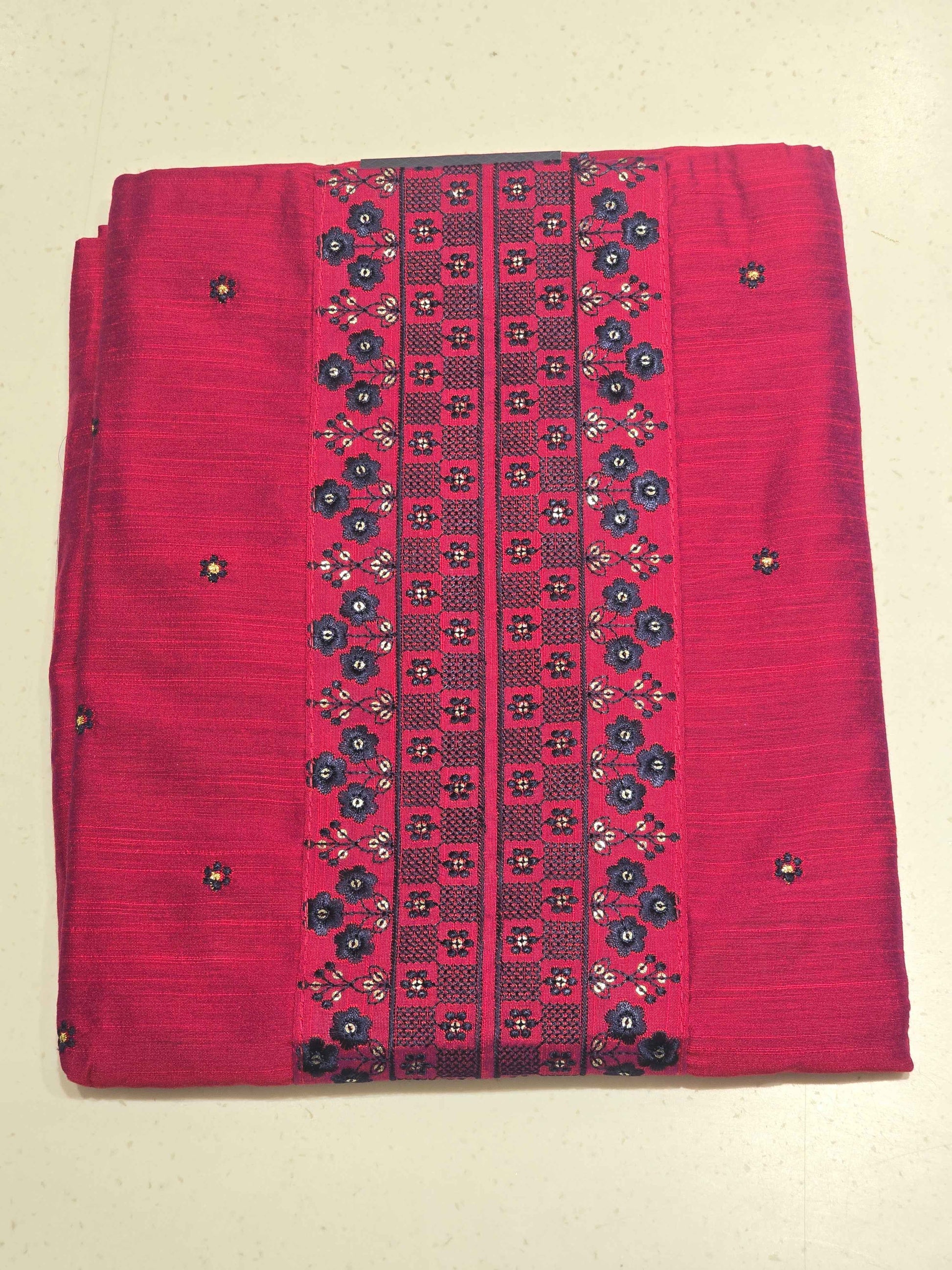 Rani Pink Blue Semi Cotton Dress Material
