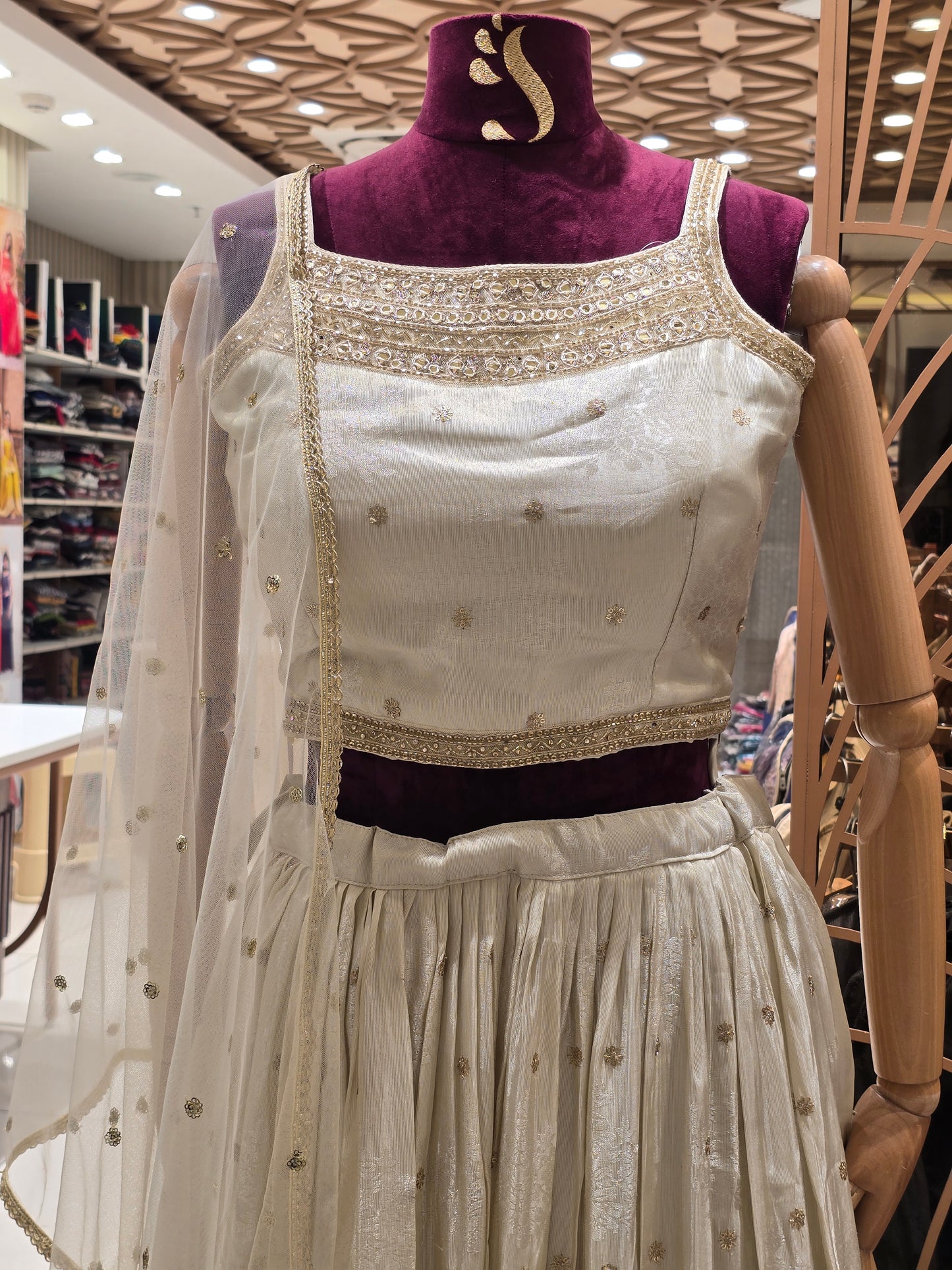 ivory and gold lehenga choli set