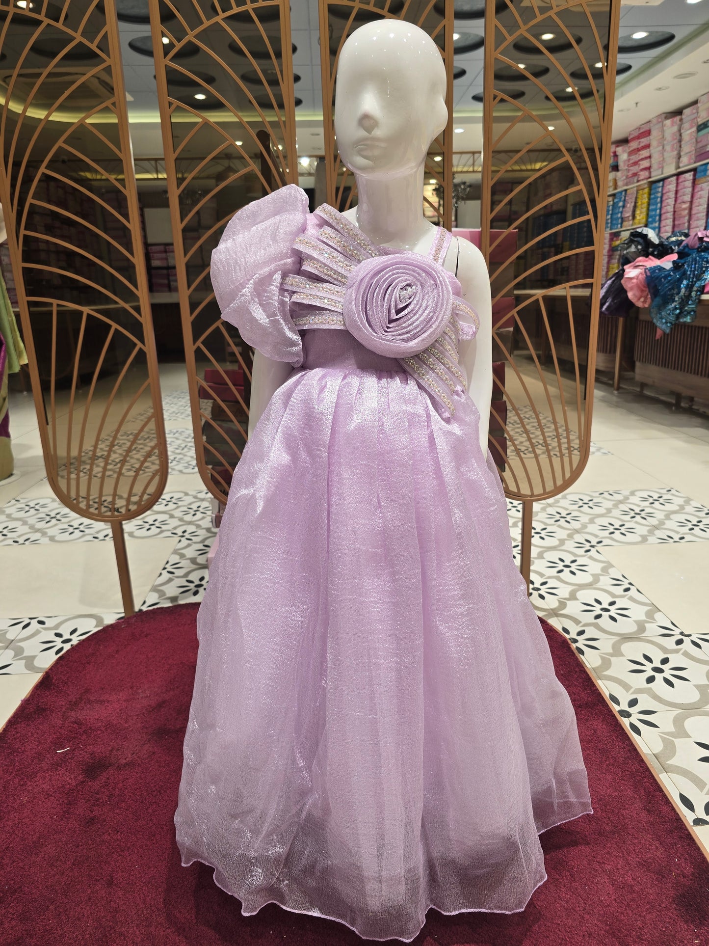 Light Lavender Tissue Party Gown for Girls