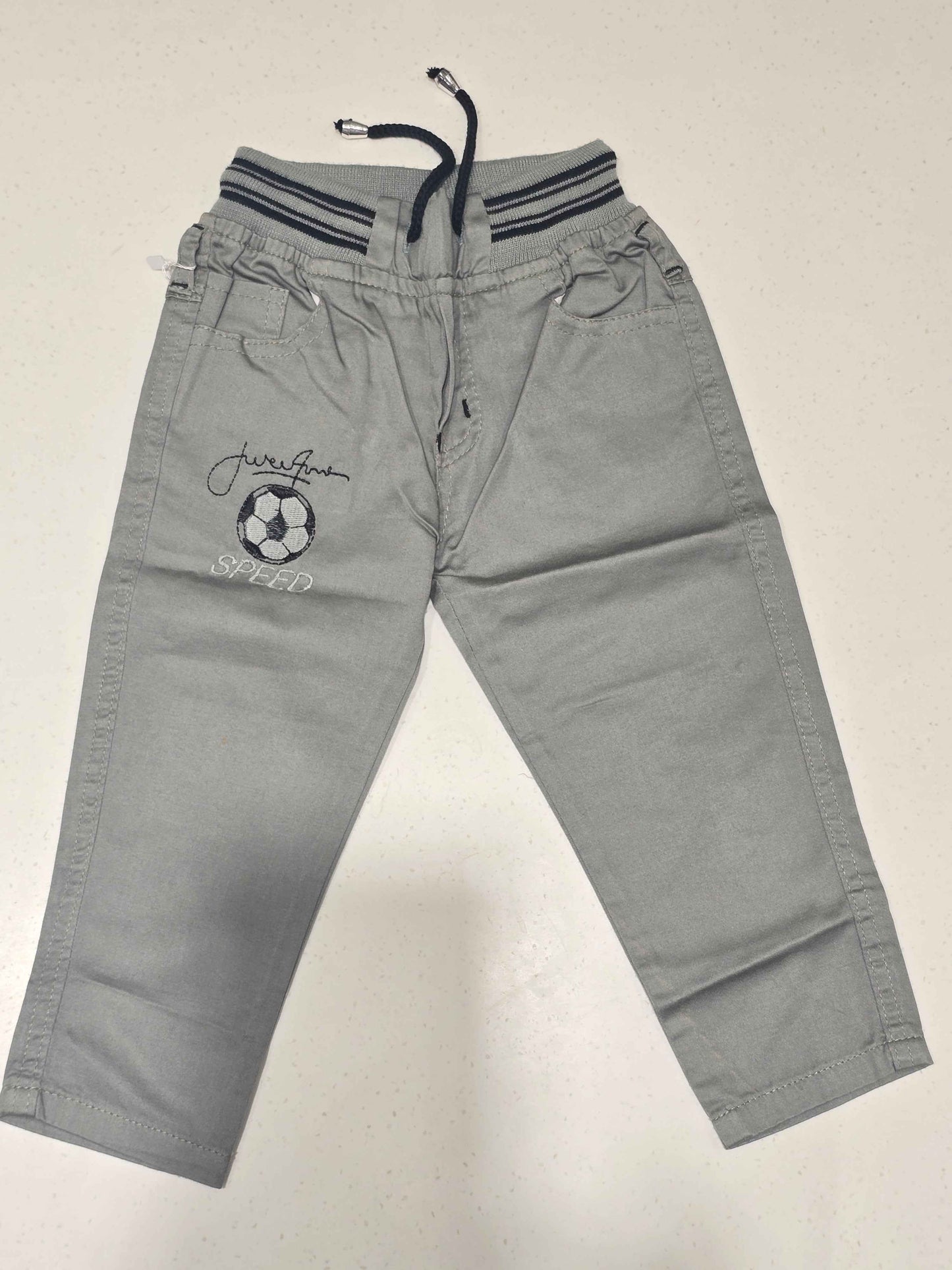 Denim material sea green colour pant for boy with Elasticable
