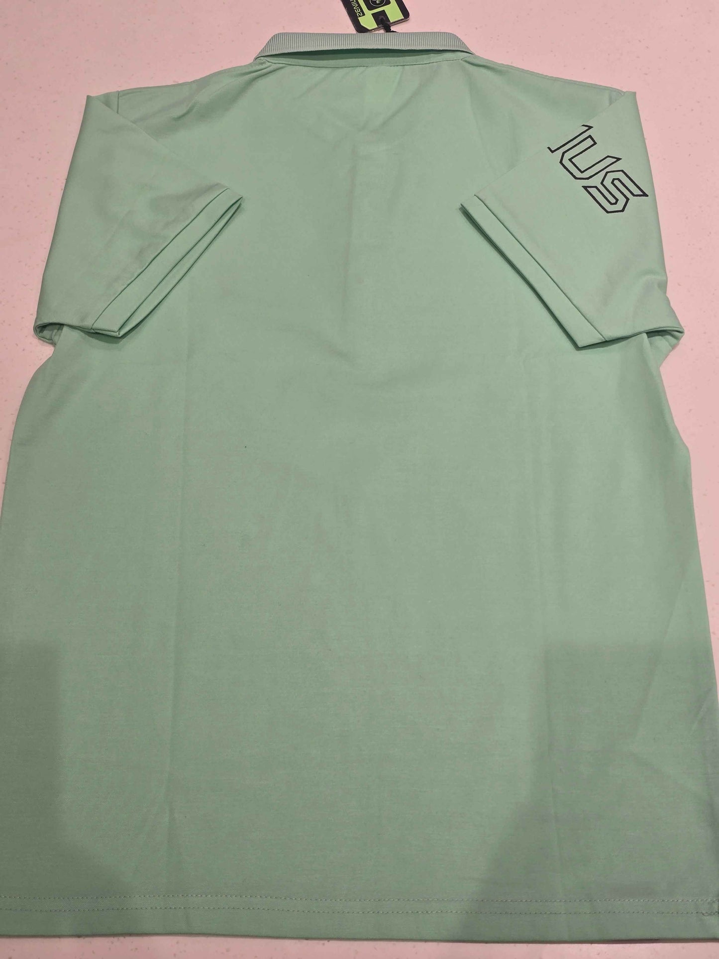 Imported Material sea green color tshirt for boy with colar neck