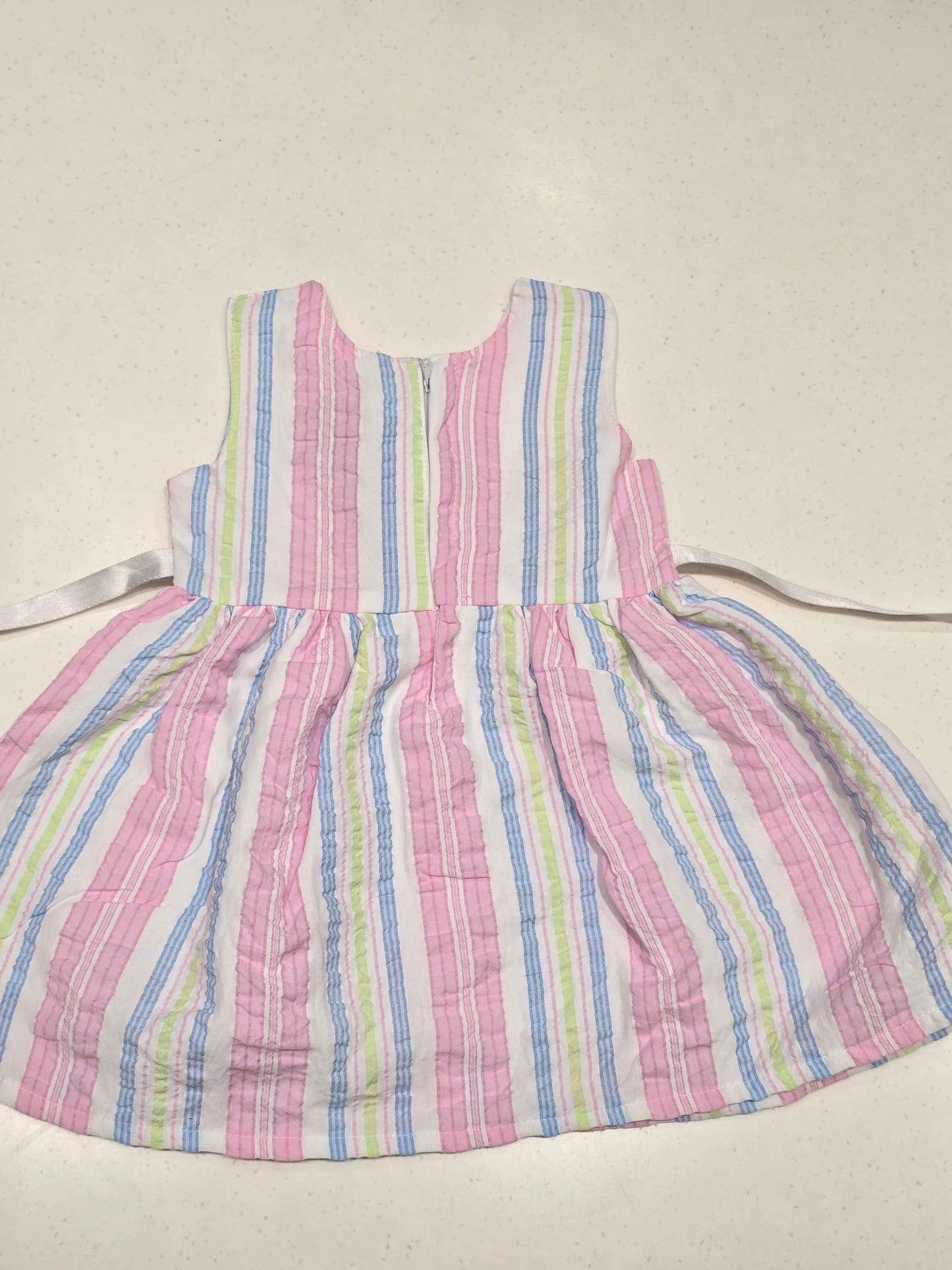 multicolor vertical striped cotton frock dress for baby girls