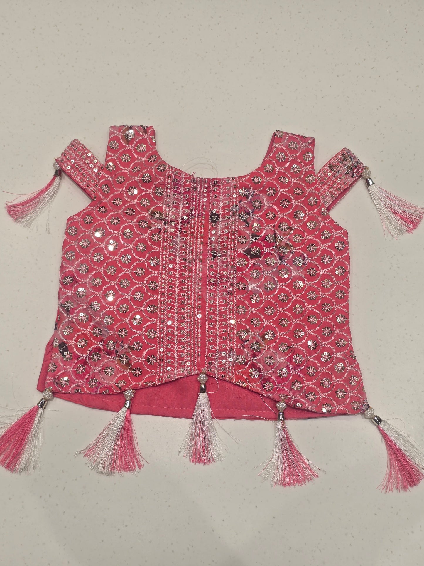 Multi Colour Satin Crepe Patiala Set for Girls