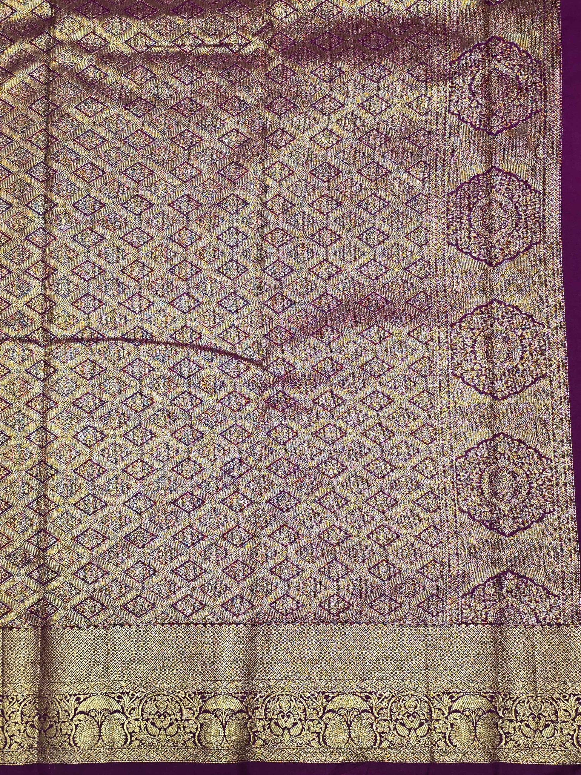 Semi kanjivaram silk saree with rich pallu