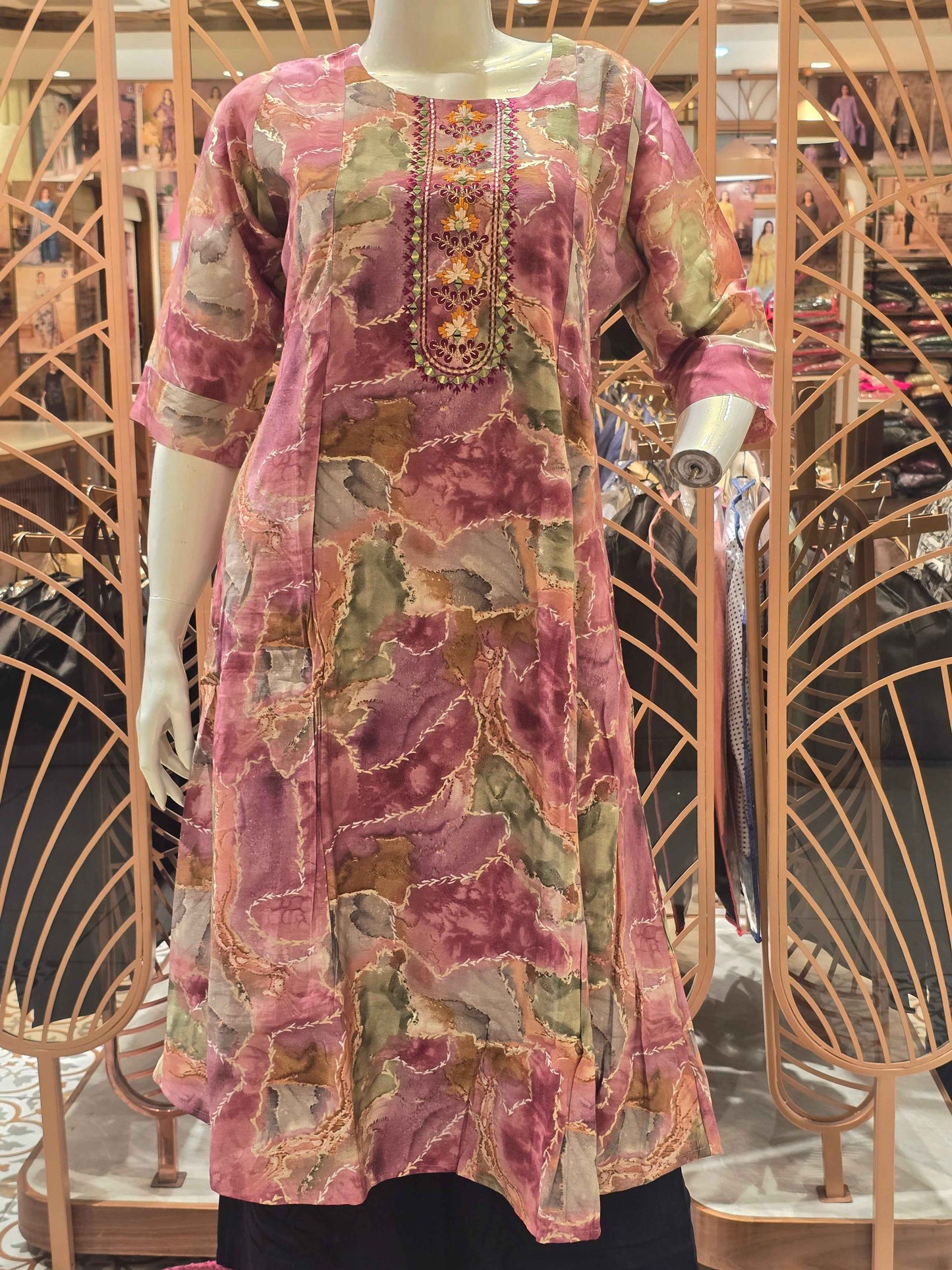Rayon Cotton material top with round neck