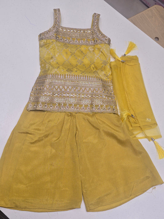 Yellow Bandhani Sharara Set for Girls