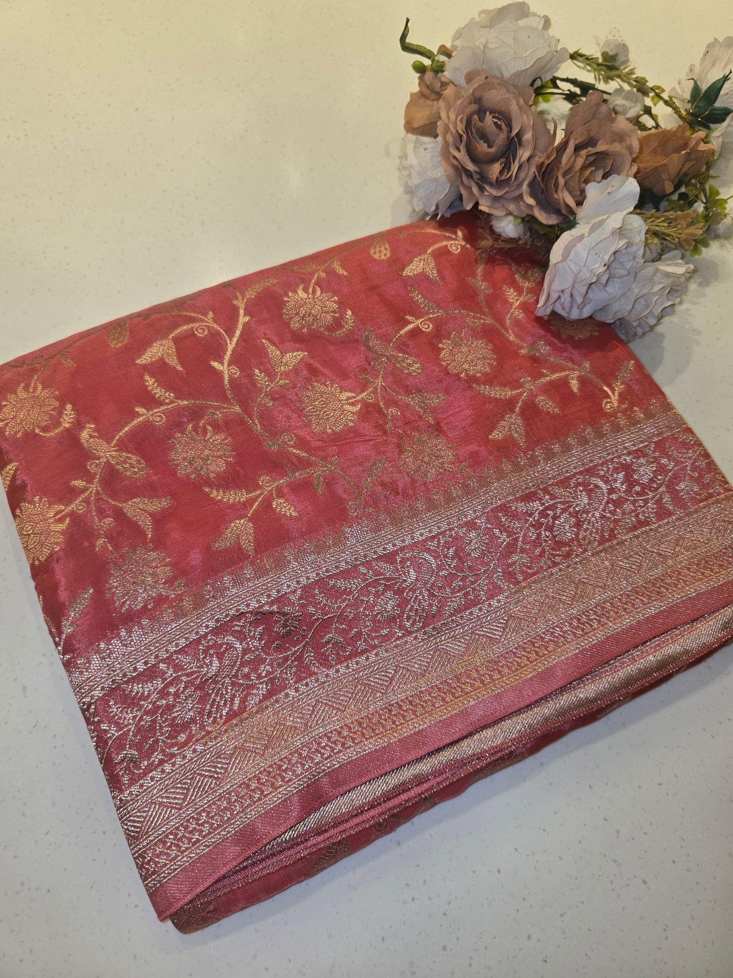 Viscose Banarasi Silk Saree with Zari Weaving & Rich Border | Elegant Festive & Party Wear Saree for Women