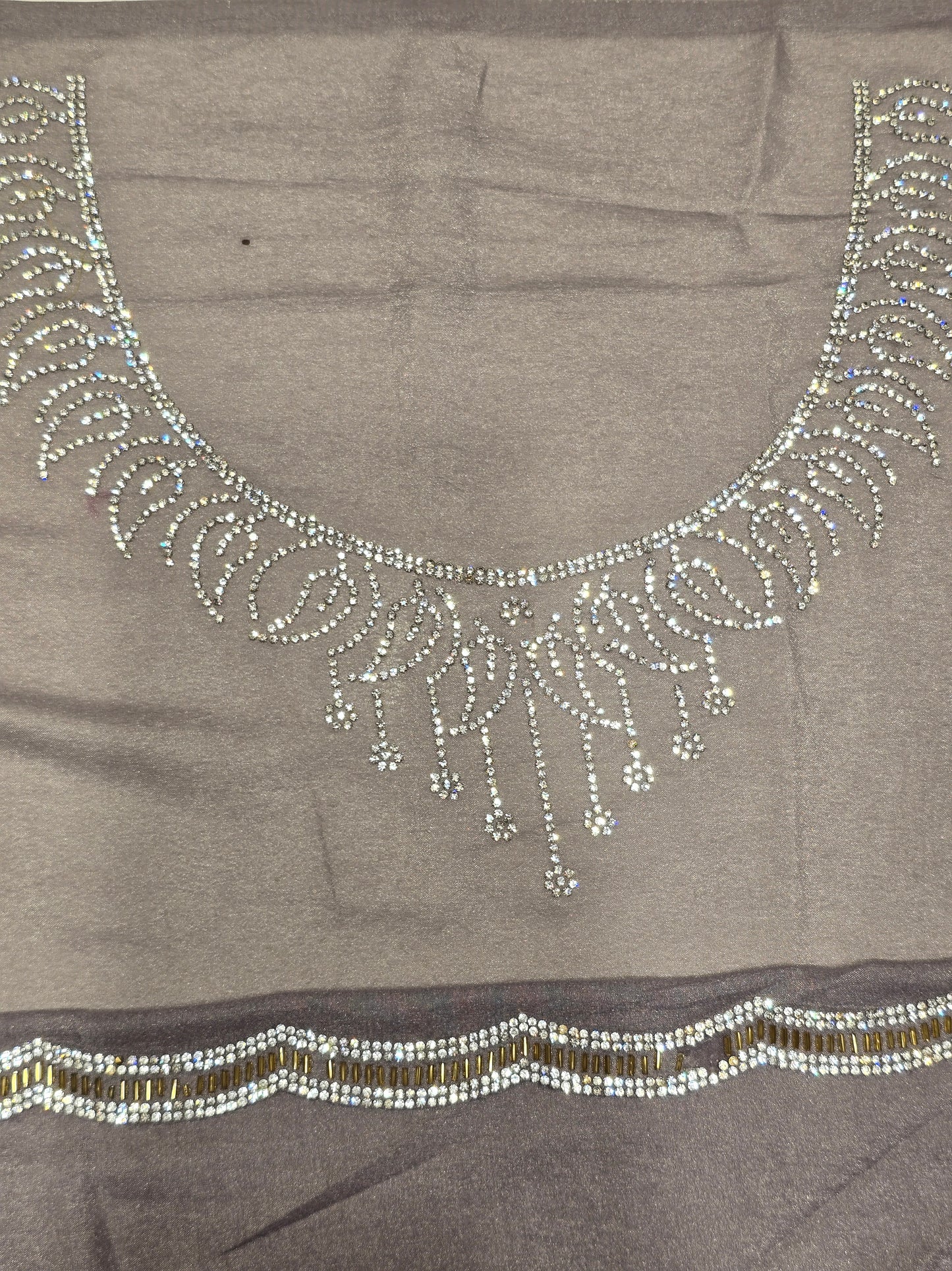 Organza with stone work saree and border Party wear