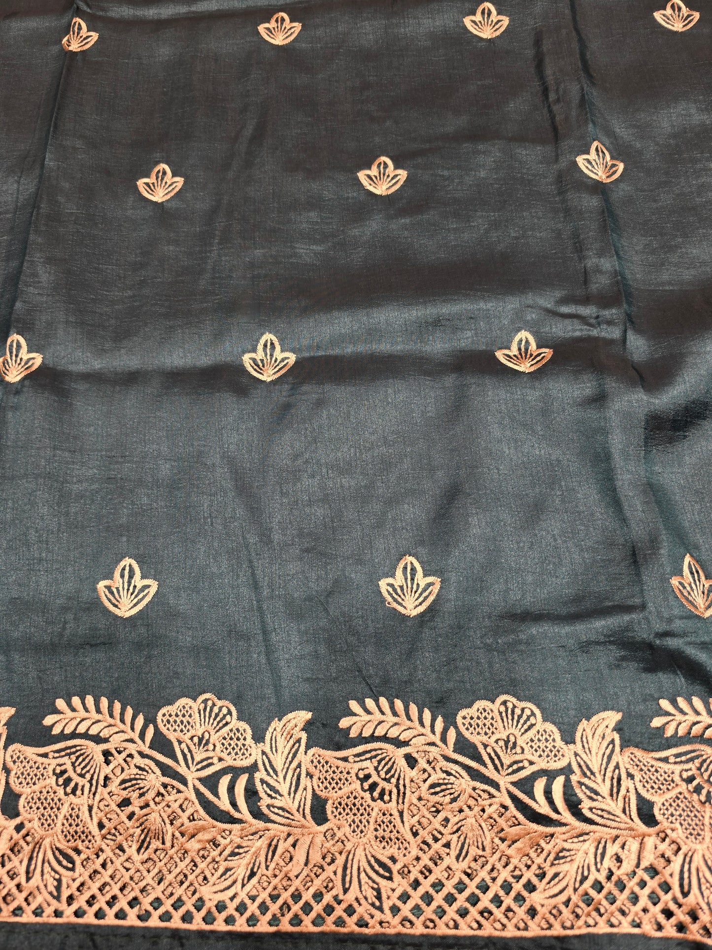 Maroon Tussar Saree with Golden Embroidery Border