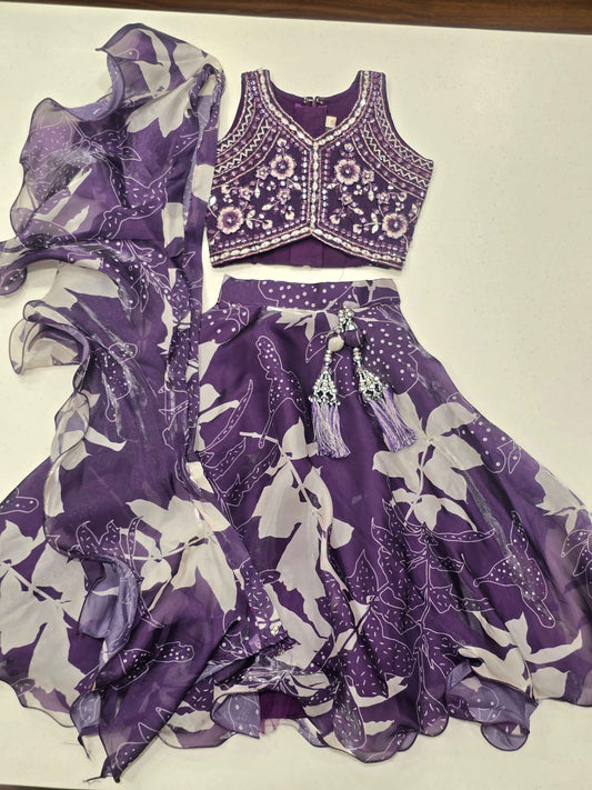 purple children's lehenga choli set