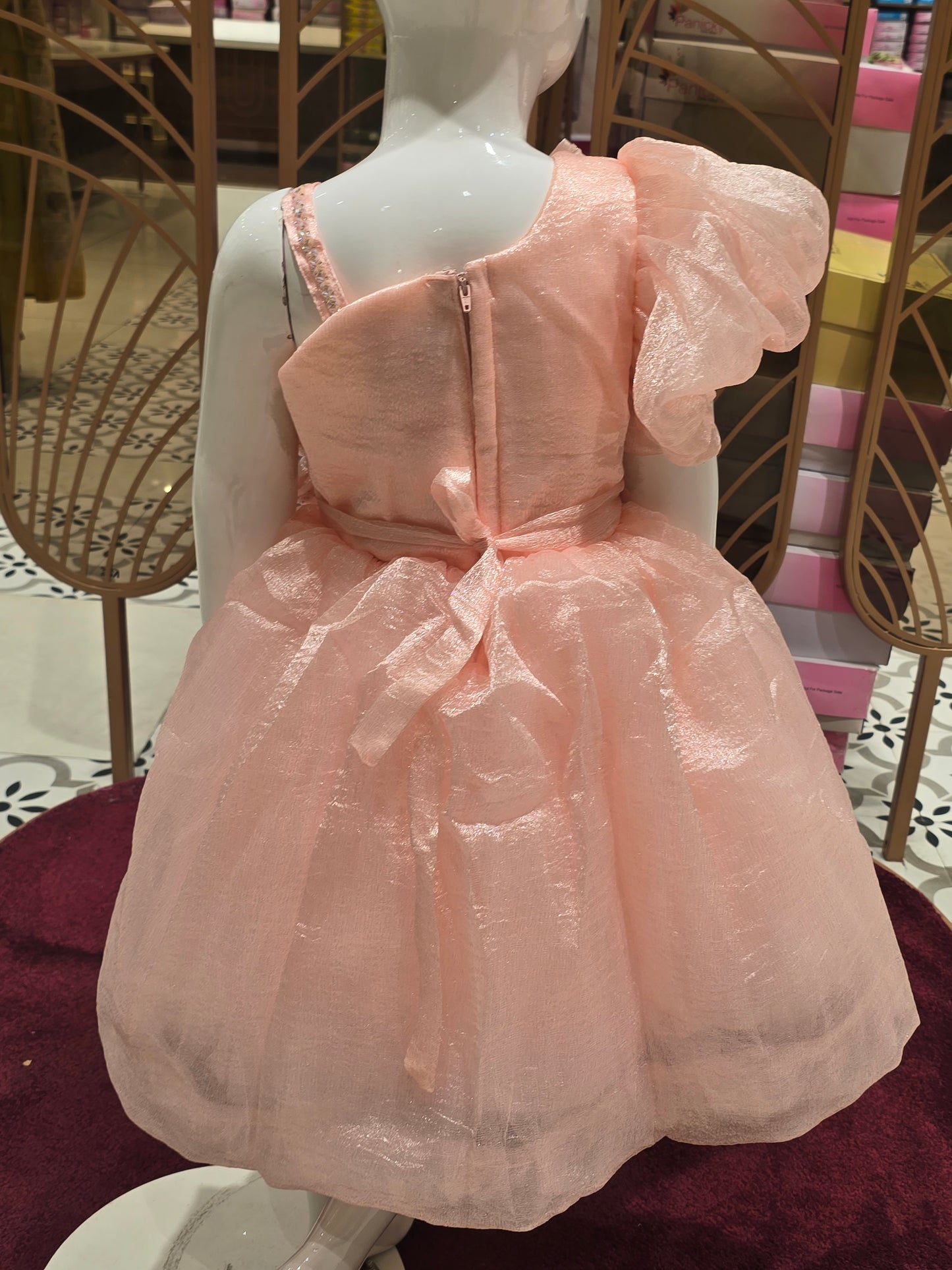 Organza One-Shoulder Baby Frock for Girls Size