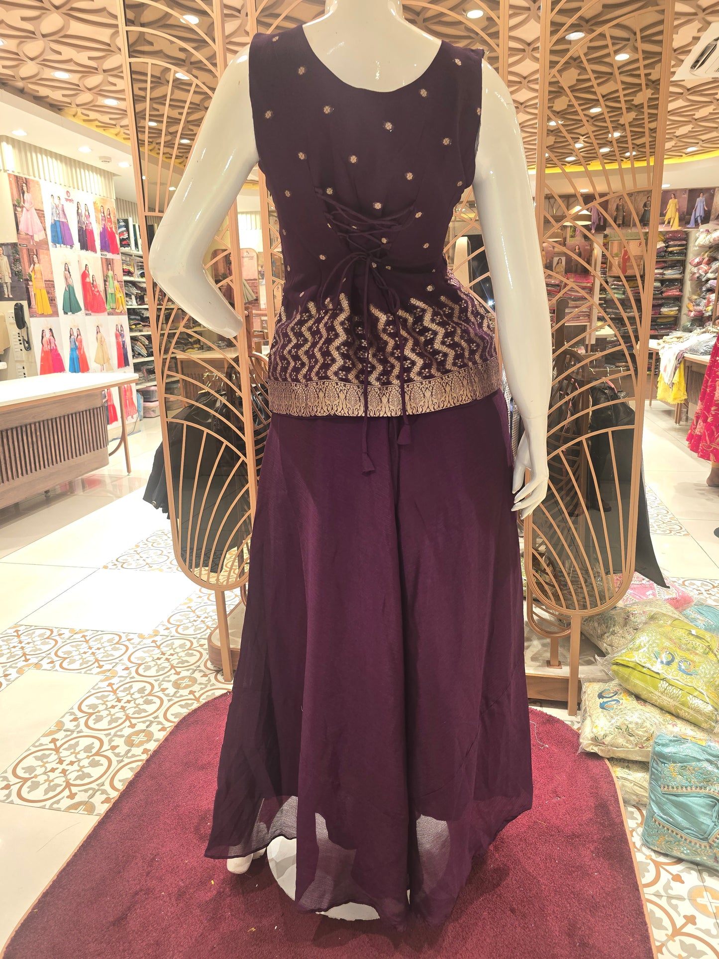 Women Purple Chiffon Georgette Sharara Set