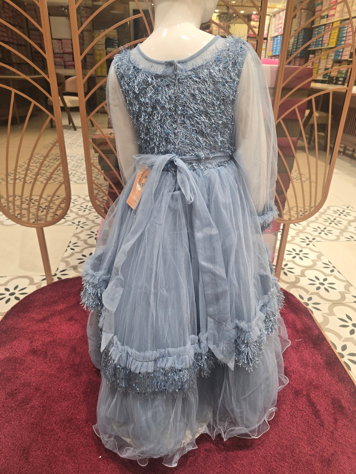Boys Sky Blue Cotton Knitted Party Wear Gown