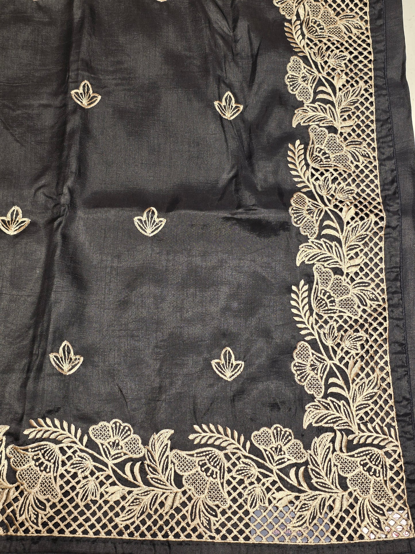 Maroon Tussar Saree with Golden Embroidery Border