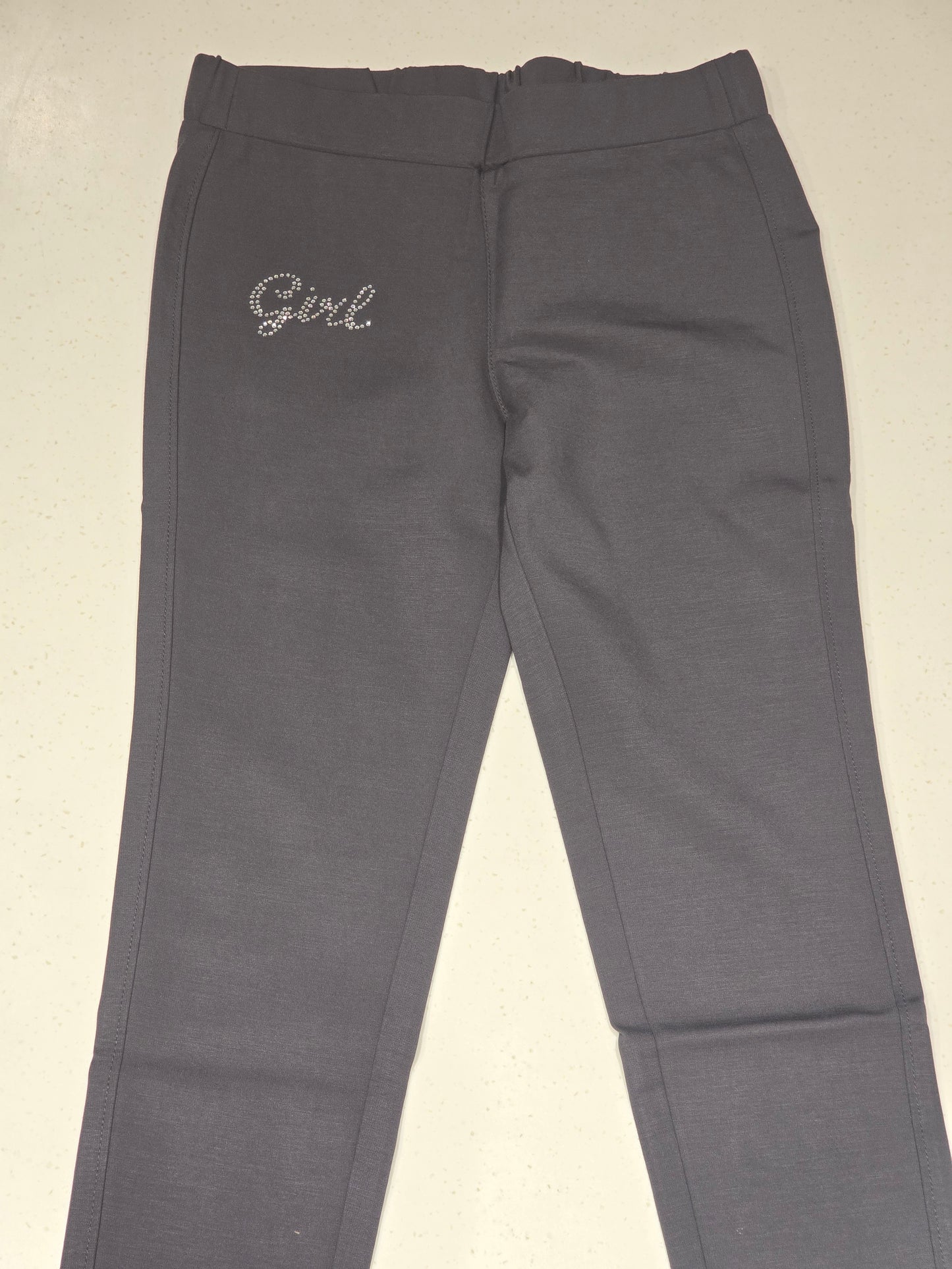 Black Colored Cotton Skin Fit Pants with Elastic Waist — Casual Wear for Girls