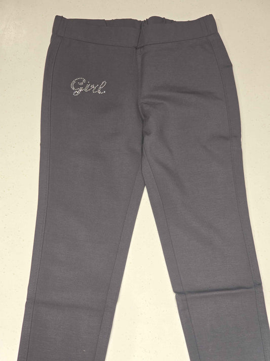 Black Cotton Skin Fit Pants for Girls