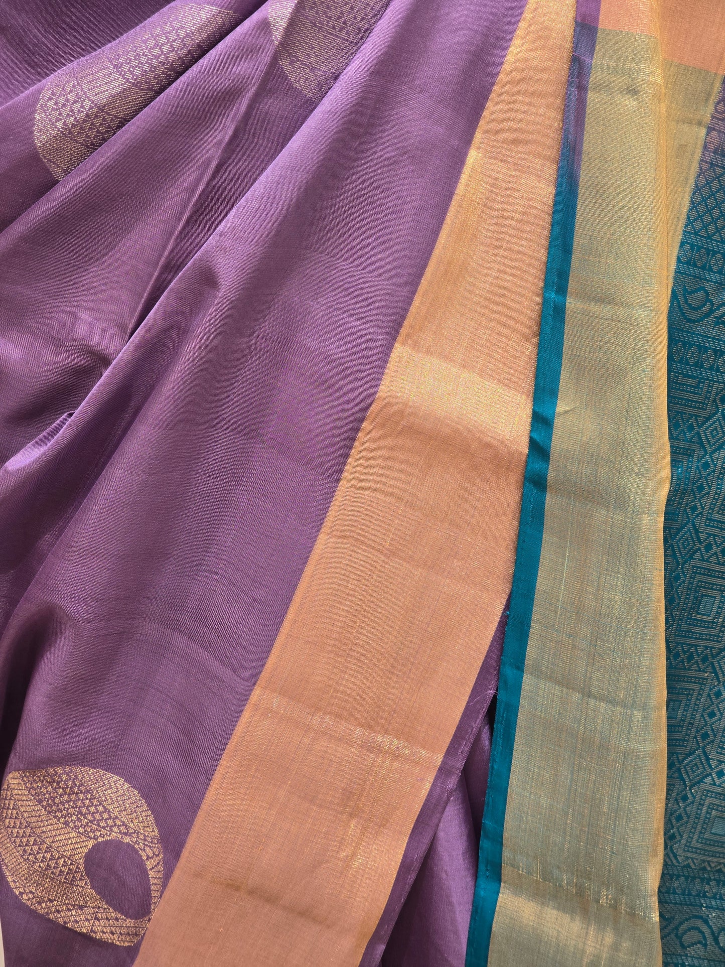 Lavender Sky Blue Pure Soft Silk Saree