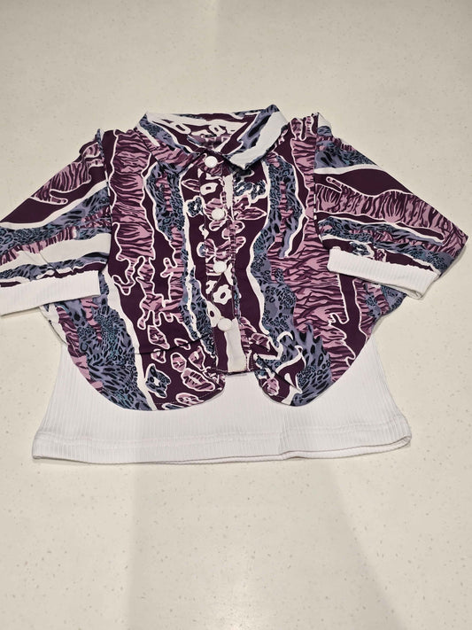Lycra Material multi colour designer print western top for girl