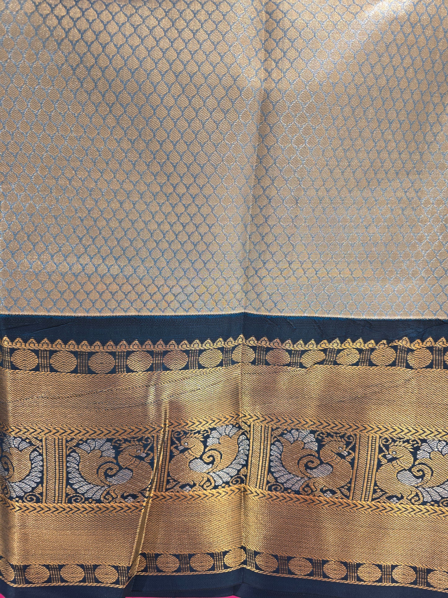 Women Peach Tissue Silk Semi Stitched Half Saree Set