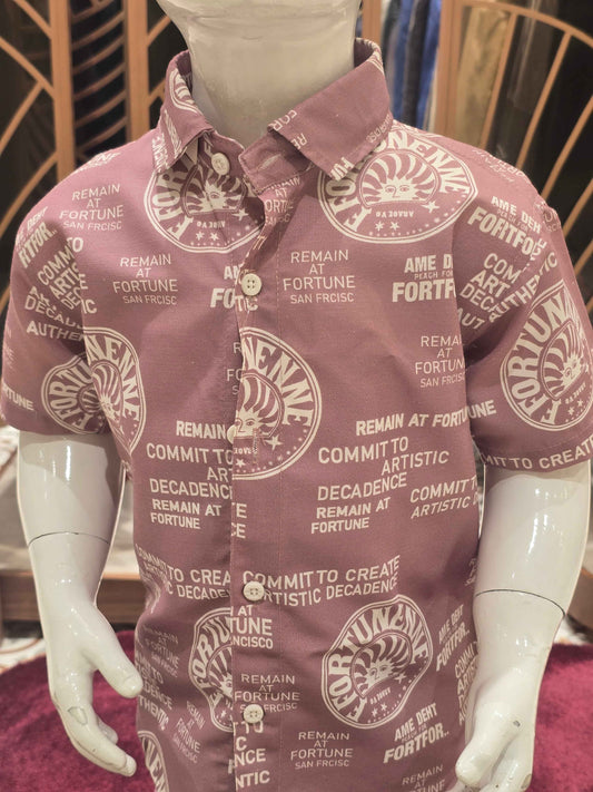 Printed lenin material onion pink colour capri set with half sleeves