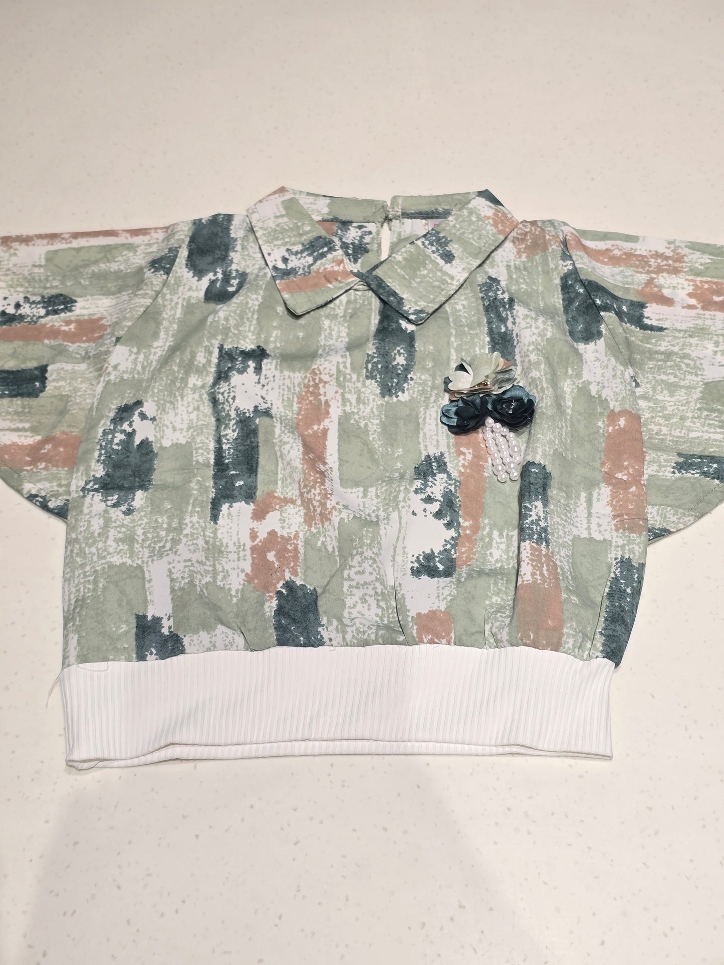 Shiffon material multi color crocktop for girls with colar neck