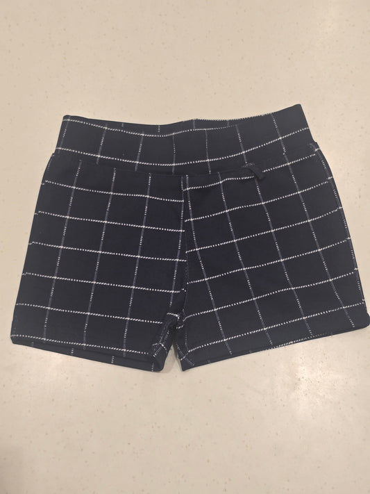 Baby Girls Dark Blue Stretchable Checked Shorts