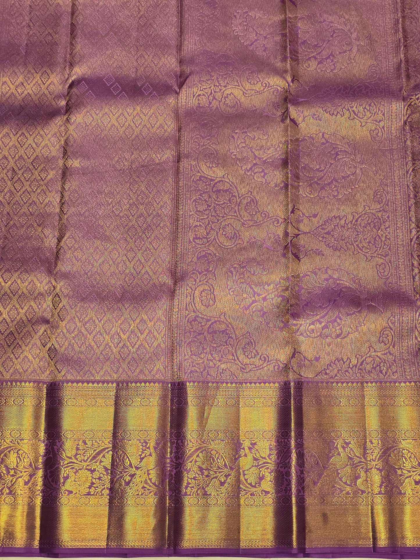 Pure handloom kanjivaram brocade silk with fancy designer saree over the body and samudrika border