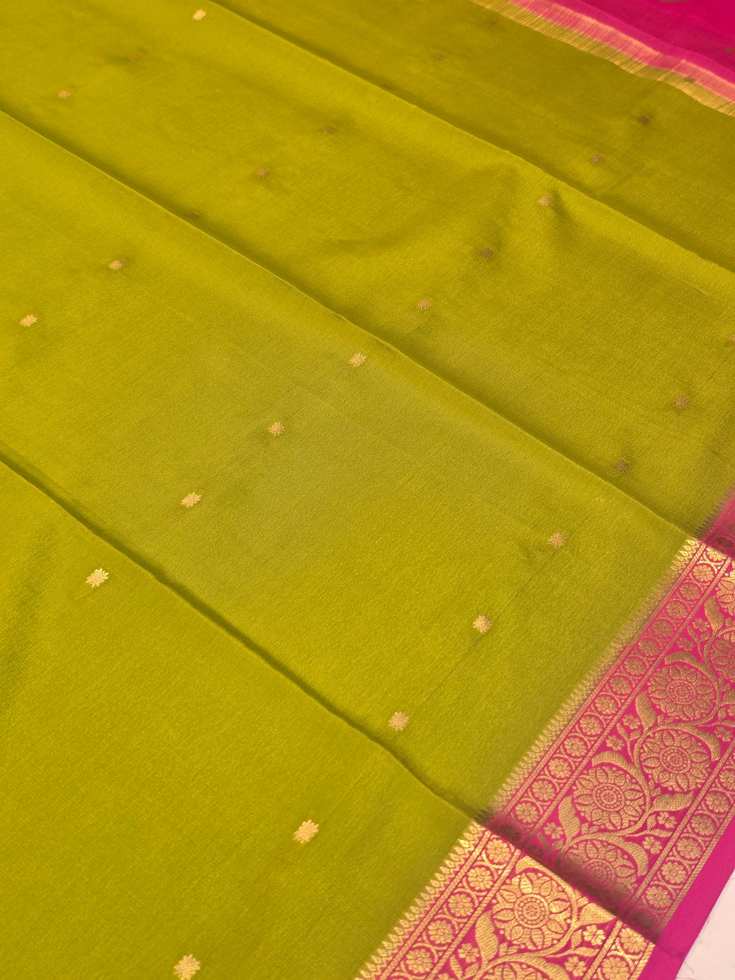 Pure Mysore Crepe Silk Saree with Butta Design and Traditional Zari Border | Lightweight Festive & Wedding Wear Saree