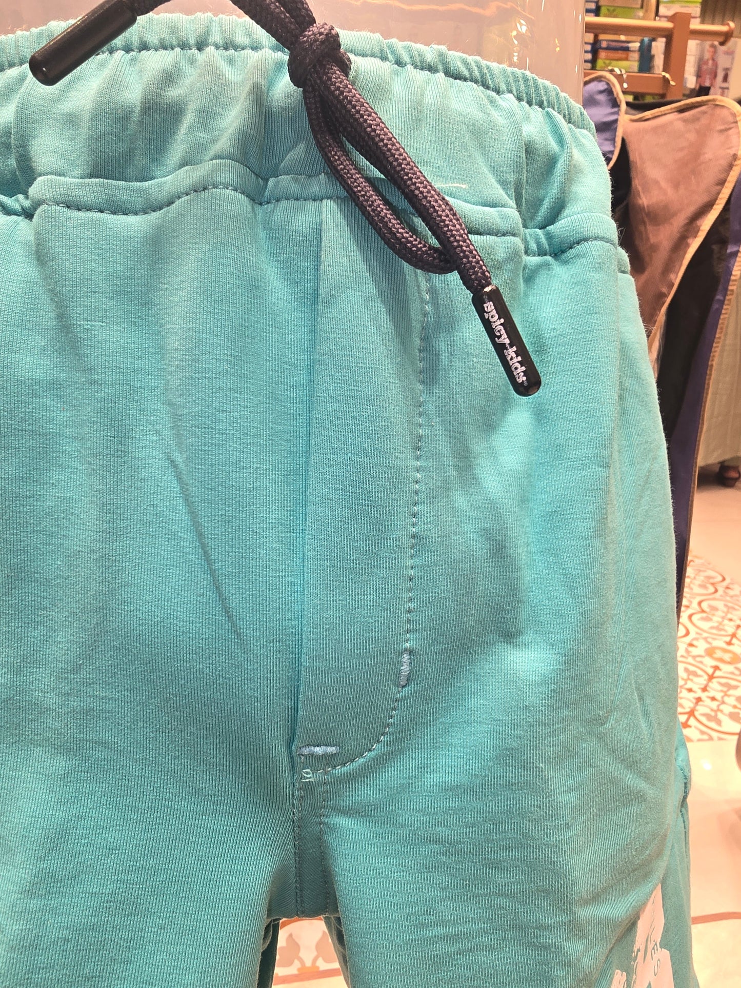 Rama Green Lycra Cotton Shorts for Boys with Four Pocket Design, Round Elastic Waistband and Adjustable Tie